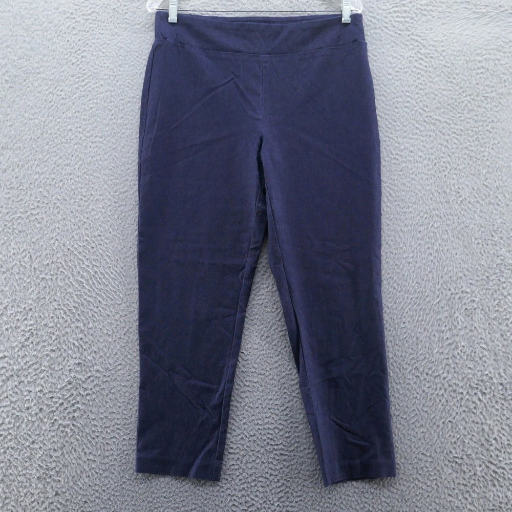 Meg & Margot Women Large Navy Blue Stretch Pull On Ankle Pants Tapered